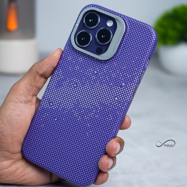 iPhone 14 Pro Back Cover Case | Carbon Fiber Kickstand Mag-X - Galaxy Purple