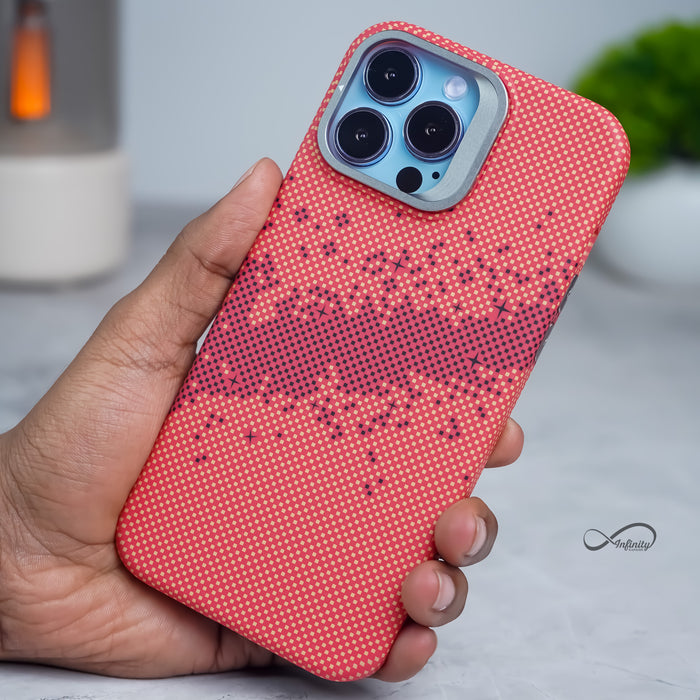 iPhone 13 Pro Back Cover Case | Carbon Fiber Kickstand Mag-X - Galaxy Orange