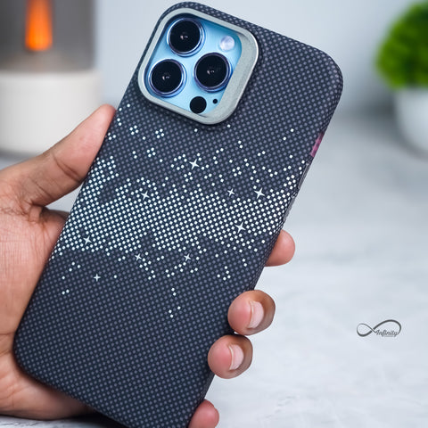 iPhone 13 Pro Back Cover Case | Carbon Fiber Kickstand Mag-X - Galaxy Black
