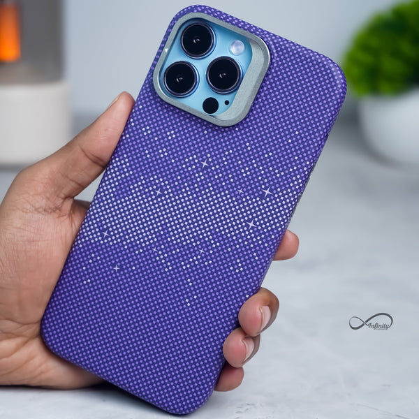 iPhone 13 Pro Max Back Cover Case | Carbon Fiber Kickstand Mag-X - Galaxy Purple