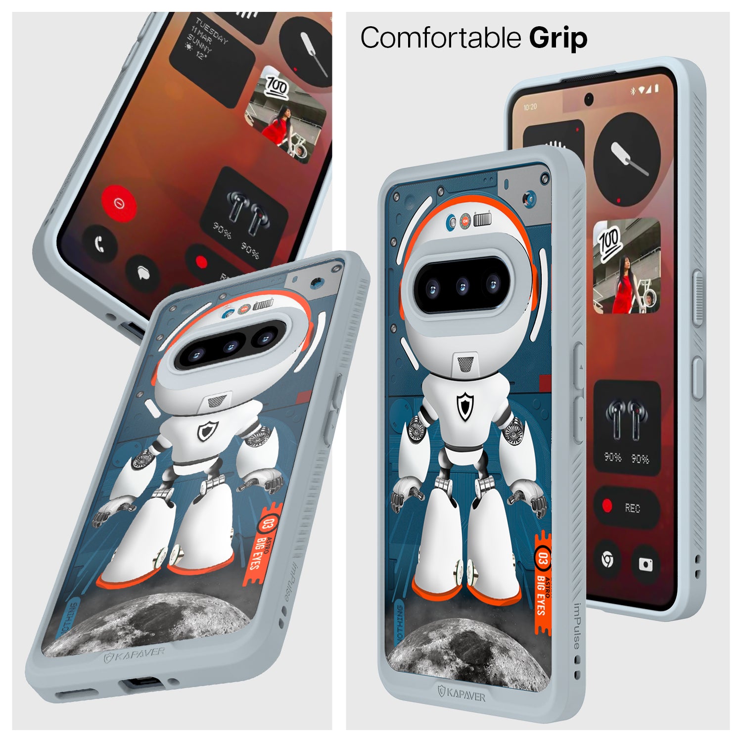 Nothing Phone Case Best Nothing Phone 3a Back Cover Case | Impulse (Astro Big Eyes) - Gray