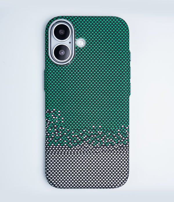 iPhone 17 Back Cover Case | Carbon Fiber Mag-X - Silver Sand Green