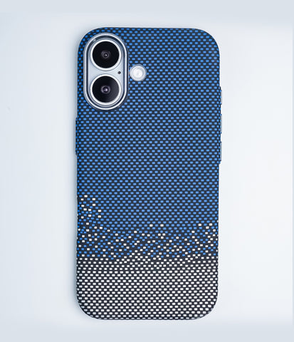 iPhone 17 Back Cover Case | Carbon Fiber Mag-X - Silver Sand Blue