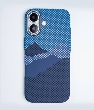 iPhone 17 Back Cover Case | Carbon Fiber Mag-X - Mountain Peak Blue