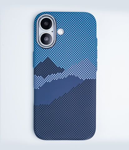 iPhone 17 Back Cover Case | Carbon Fiber Mag-X - Mountain Peak Blue