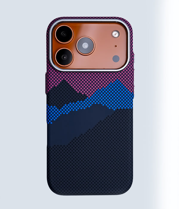 iPhone 17 Pro Max Back Cover Case | Carbon Fiber Mag-X - Mountain Peak Red