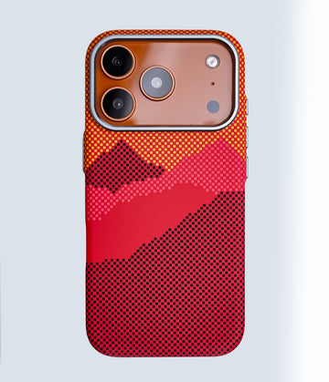 iPhone 17 Pro Max Back Cover Case | Carbon Fiber Mag-X - Mountain Peak Orange