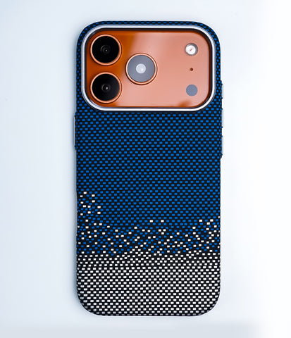 iPhone 17 Pro Back Cover Case | Carbon Fiber Mag-X - Silver Sand Blue