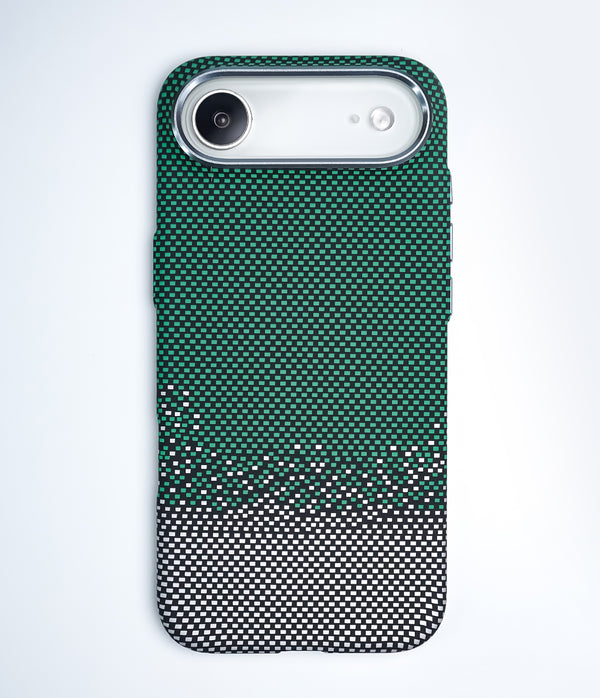 iPhone 17 Air Back Cover Case | Carbon Fiber Mag-X - Silver Sand Green