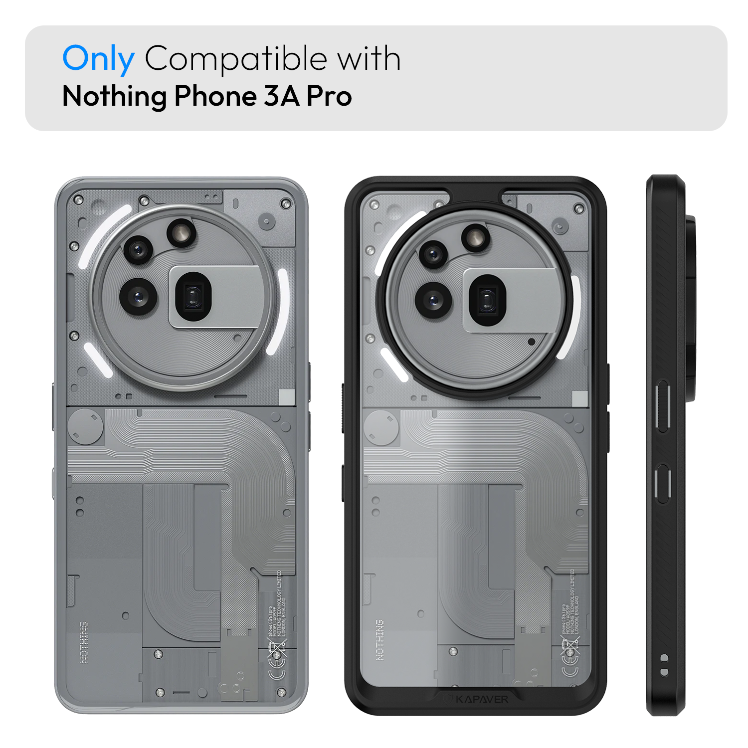 Best Nothing Phone 3a Pro Back Cover Case | Impulse - Black