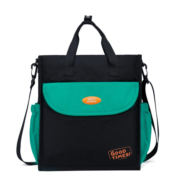 Hello Dragon Lunch Bag for Kids Cute “Good Times!” Gradient Design - Black