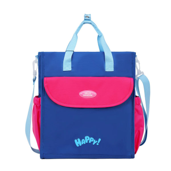 Hello Dragon Lunch Bag for Kids Cute “Happy!” Gradient Design - Bluish Violet