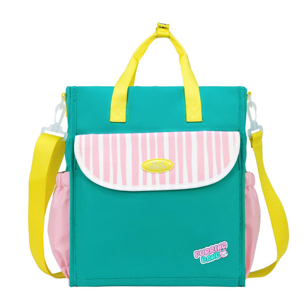 Hello Dragon Lunch Bag for Kids Cute “Purring Band!” Gradient Design - Green