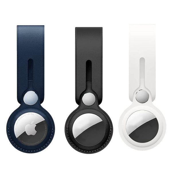 KAPAVER Leather Case for Apple AirTags-(2021) - White, Black & Blue