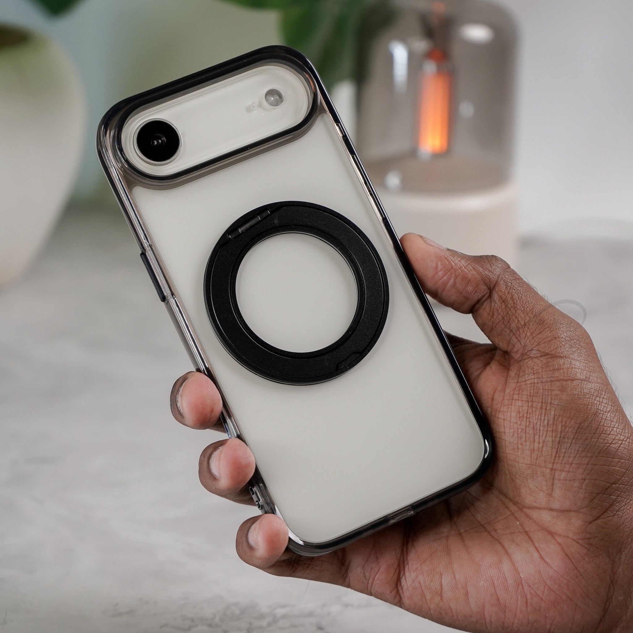 iPhone 17 Air Back Cover Case | 360 Kickstand Mag-X - Clear Black