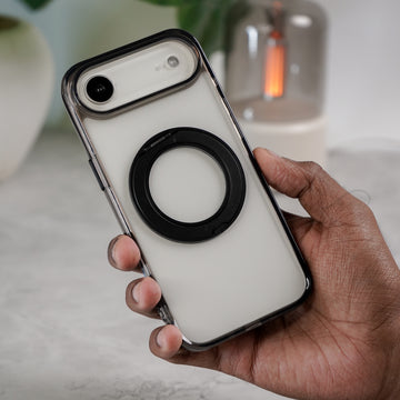 iPhone 17 Air Back Cover Case | 360 Kickstand Mag-X - Clear Black