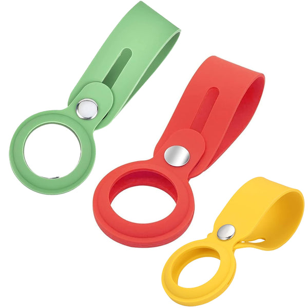 Apple Airtags-(2021) (FOSO) Silicone Loop Case - Orange, Light Green & Yellow
