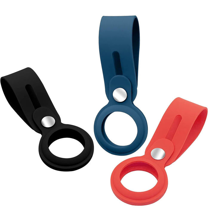 Apple Airtags-(2021) (FOSO) Silicone Loop Case - Orange, Blue & Black