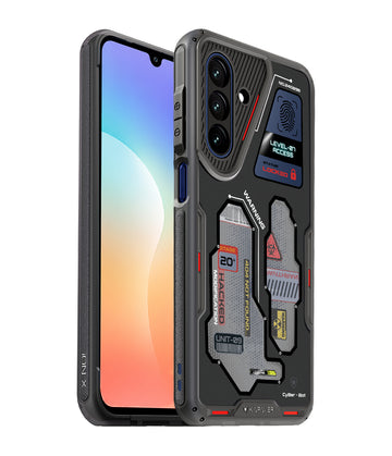 Samsung Galaxy M17 5G / F17 5G / A17 / A18 5G Back Cover Case | CyBer-Bot Edition iON-X - Smoke Black