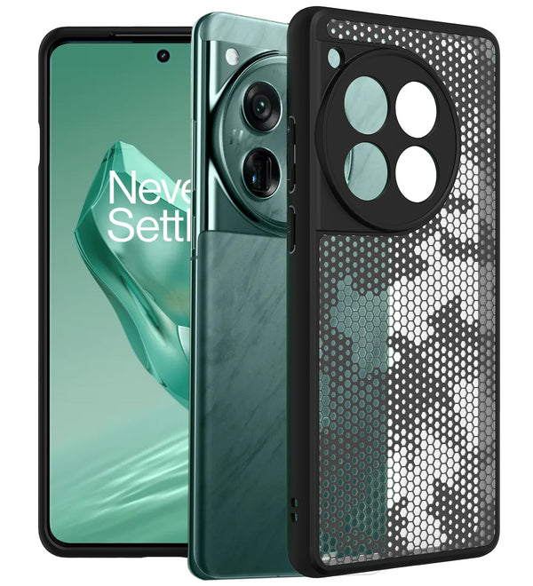 (Refurbished) OnePlus 12 5G (FOSO) Back Cover Case - Black (Honeycomb)