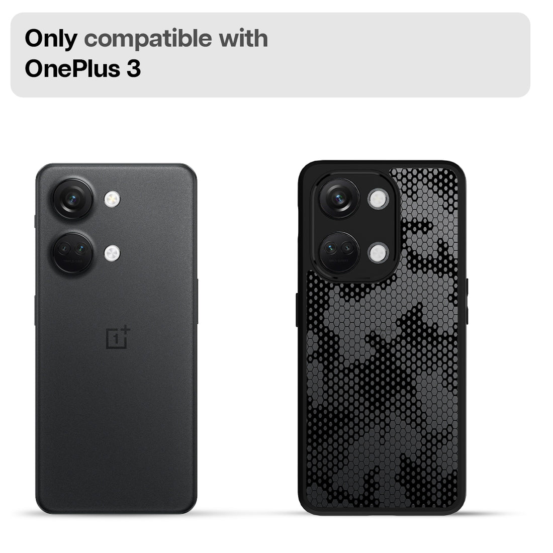 [FOSO] OnePlus Nord 3 Back Cover Case - Black (Honeycomb)