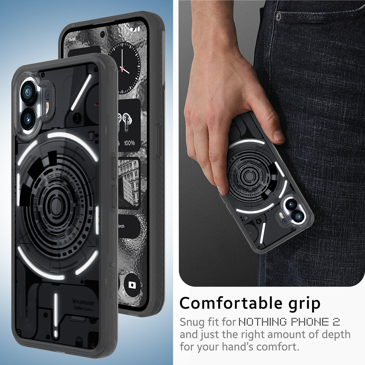Nothing Phone Case Best Nothing Phone 2 Back Cover Case | CyBer-i Edition - Smoke Black (01)