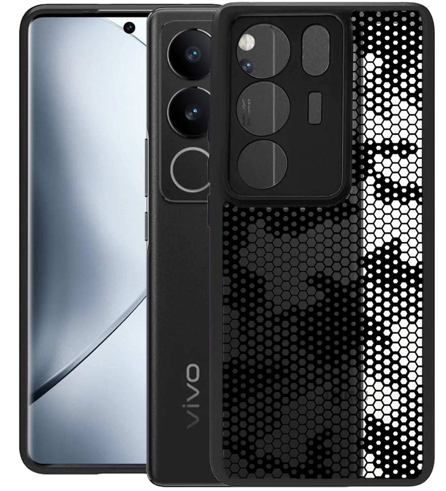 Vivo V29 / V29 Pro (FOSO) Back Cover Case - Black (Honeycomb)