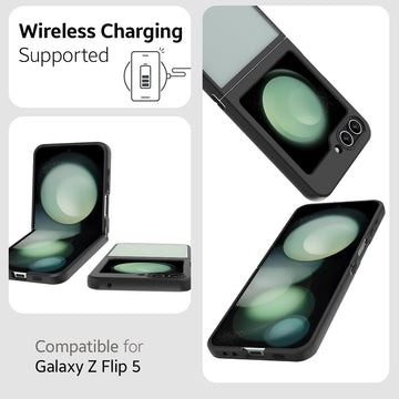 Foso Skin Shock Proof Back Cover Case for Galaxy Z Flip 5 (PC+TPU) (Black)