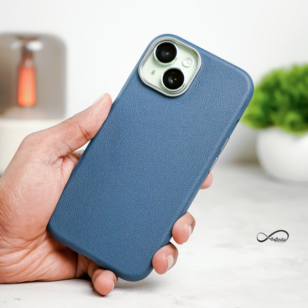 iPhone 15 Back Cover Case | PU Leather Mag-X - Blue