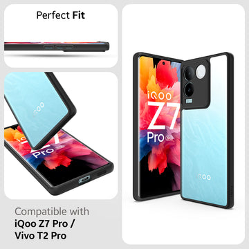 Foso Royal Shock Proof Back Cover Case for iQOO Z7 Pro/Vivo T2 Pro 5G (PC+TPU) (Clear)
