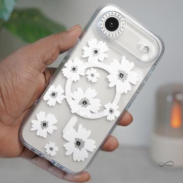 iPhone 17 Air Back Cover Case | Floral Case Mag-X - White