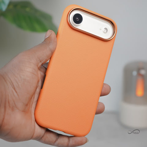 iPhone 17 Air Back Cover Case | PU Leather Mag-X - Orange