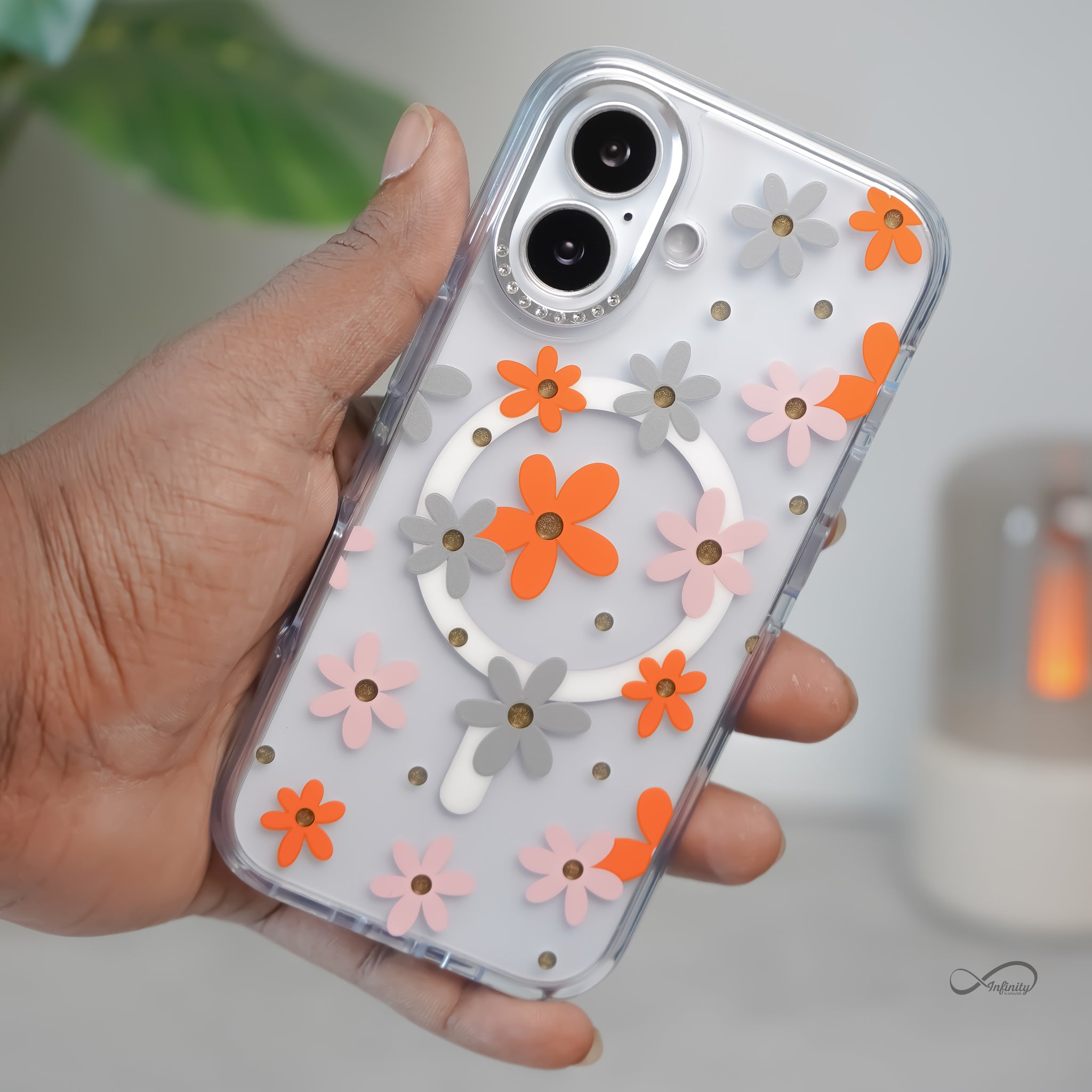 iPhone 17 Back Cover Case | Floral Case Mag-X - Orange