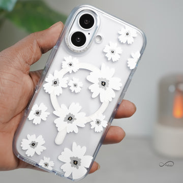 iPhone 17 Back Cover Case | Floral Case Mag-X - White