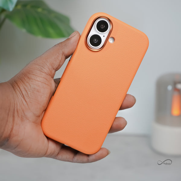 iPhone 17 Back Cover Case | PU Leather Mag-X - Orange