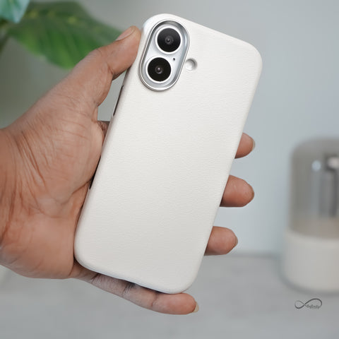 iPhone 17 Back Cover Case | PU Leather Mag-X - White