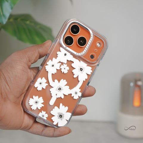 iPhone 17 Pro Back Cover Case | Flower Case Mag-X - White