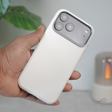 iPhone 17 Pro Back Cover Case | PU Leather Mag X - White