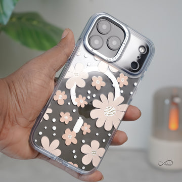 iPhone 17 Pro Max Back Cover Case | Floral Case Mag-X - Gold