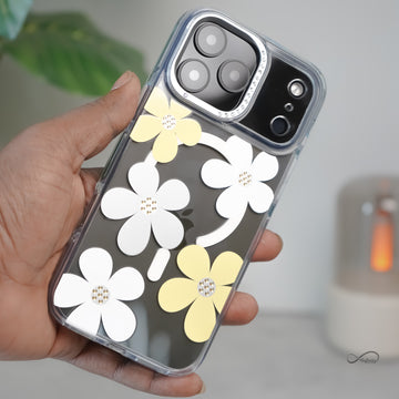 iPhone 17 Pro Max Back Cover Case | Floral Case Mag-X - Yellow