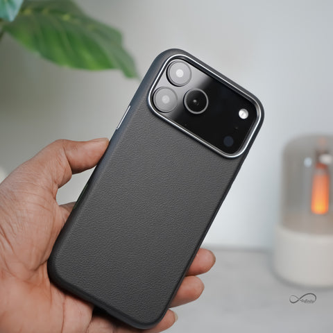 iPhone 17 Pro Max Back Cover Case | PU Leather Mag-X - Black