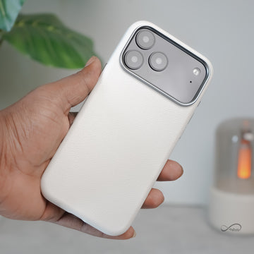 iPhone 17 Pro Max Back Cover Case | PU Leather Mag-X - White