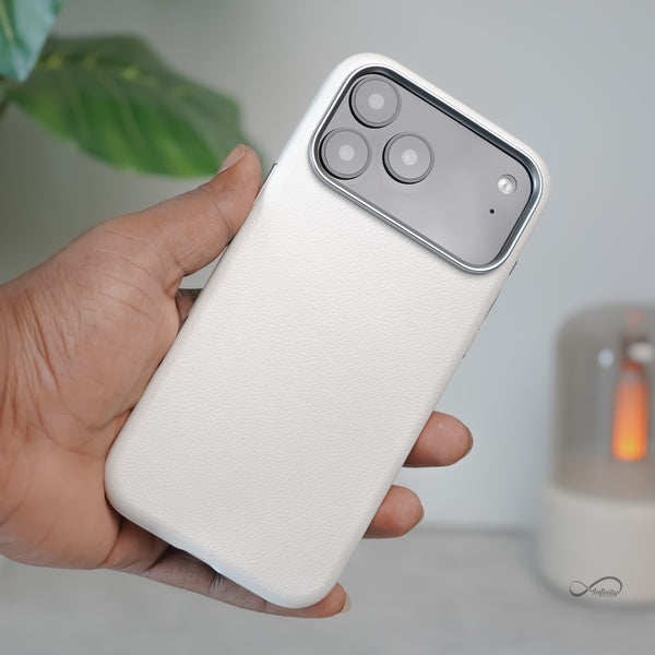 iPhone 17 Pro Max Back Cover Case | PU Leather Mag-X - White