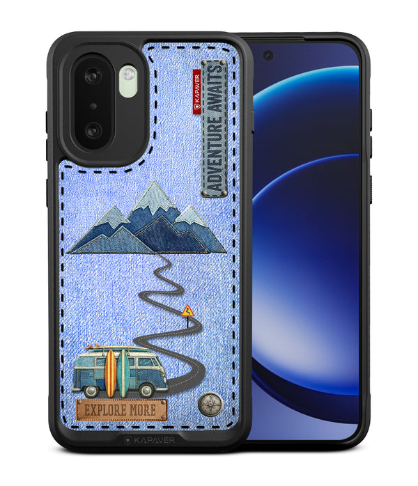 (Refurbished) OnePlus 15R Back Cover Case | Denim Adventure Mag X - Black