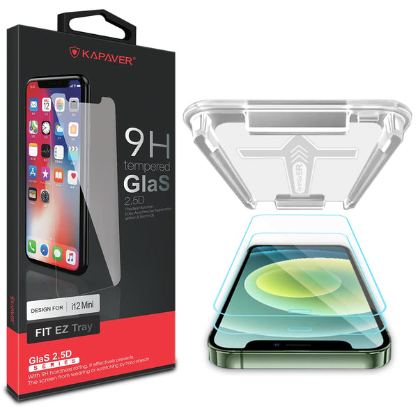 iPhone 12 Mini Tempered Glass Screen Protector Guard | Easy FIT - 2 Pack