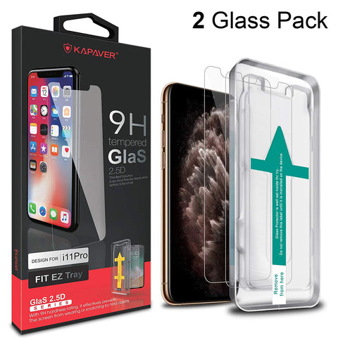 iPhone 11 Pro Tempered Glass Screen Protector Guard | EZ FIT - 2 Pack