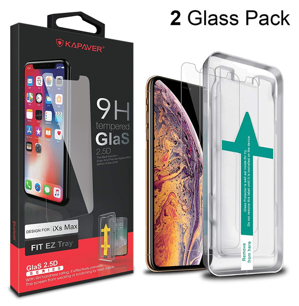iPhone Xs Max Tempered Glass Screen Protector Guard | EZ FIT - 2 Pack